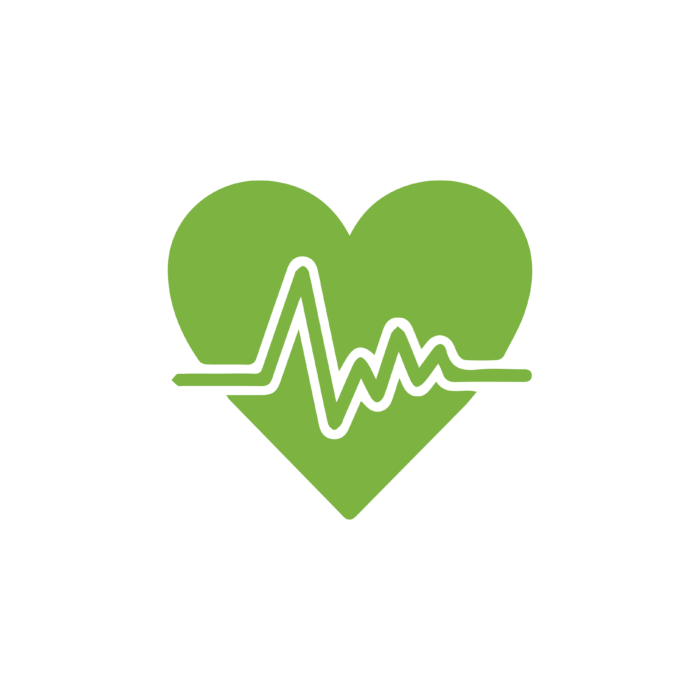 Green heartbeat pulse icon.