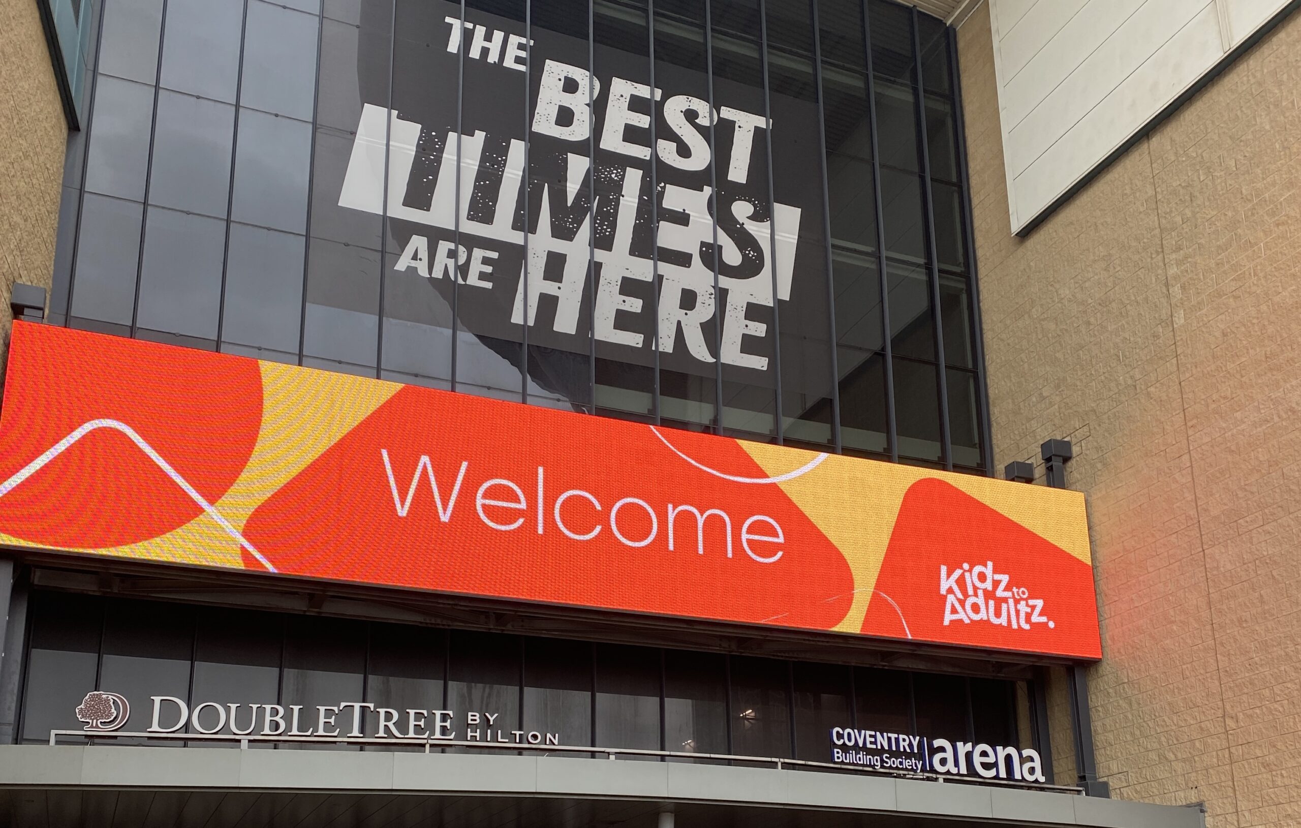 Digital exhibition sign on Coventry building